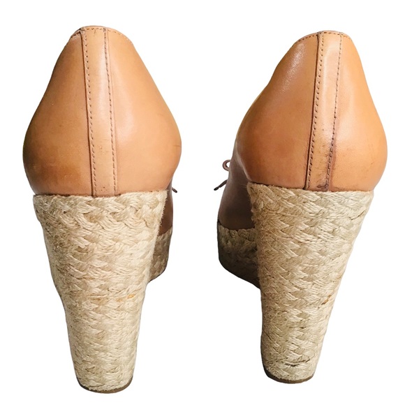 Michael Kors Leather “Meg Wedges” Espadrilles with Cute Leather Bows - Size 11 - Picture 7 of 11